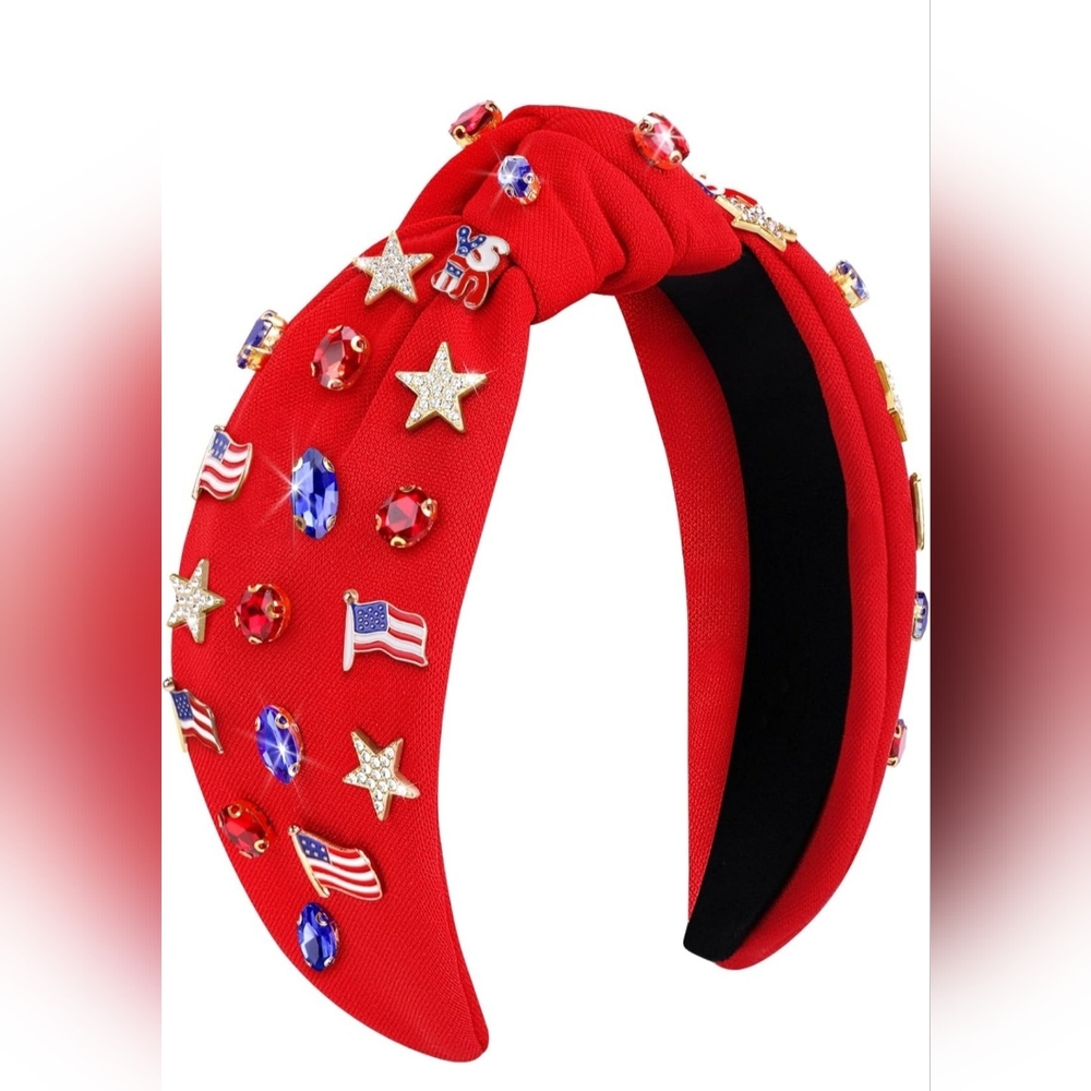 4th of July Headband for Women Patriotic‎ American Flag Knotted Headband